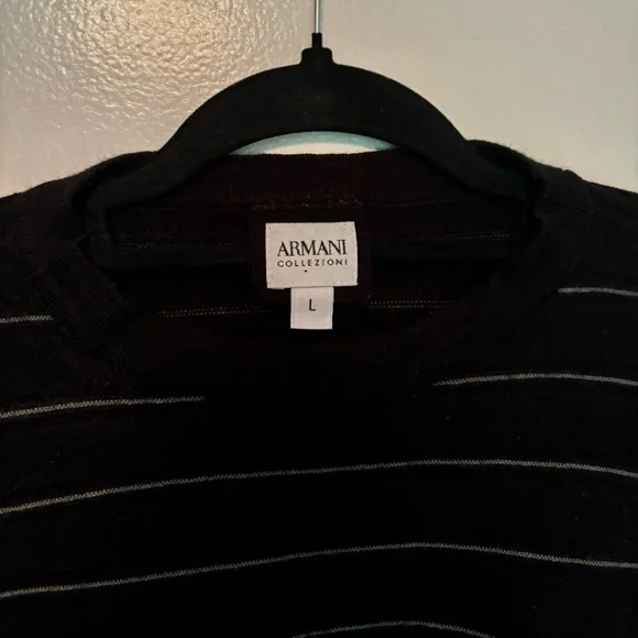 Armani Collezioni Men’s Black and White Striped Sweater - Picture 2 of 6